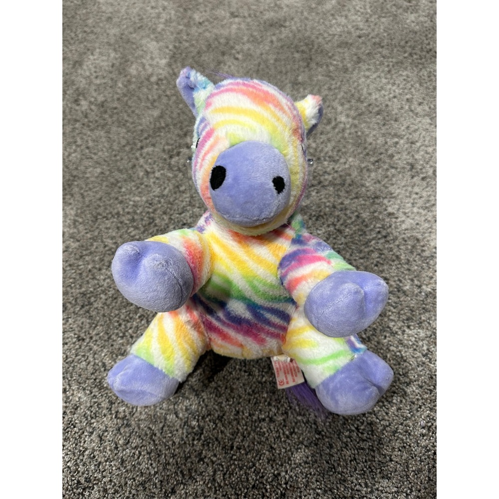 Ty‎ Beanie Boos Ziggy Zebra Rainbow Striped Plush Purple Mane Medium Stuffed